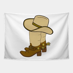 WILD West Cowboy Boots Cowboy Hat Tapestry