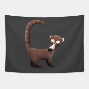 Funny curious coatimundi cartoon illustration Tapestry