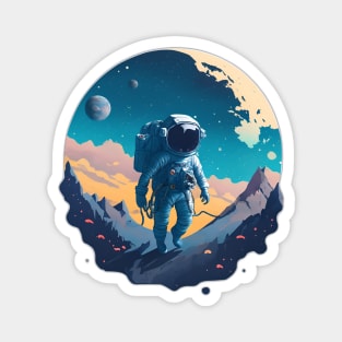 astronaut on the moon Magnet