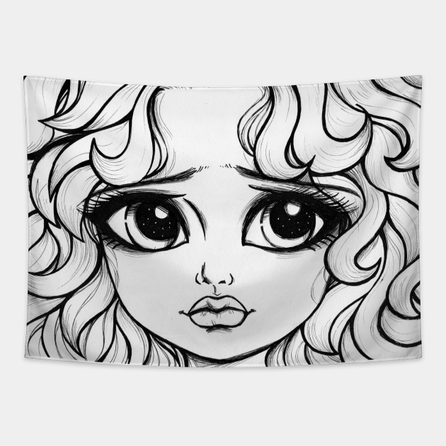 Curly Hair Girl - Cute Girls - Tapestry | TeePublic Curly Hair Girl - Cute Girls - Tapestry | TeePublic