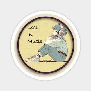 Melodic Solitude - Anime Girl Lost in Music Design Magnet