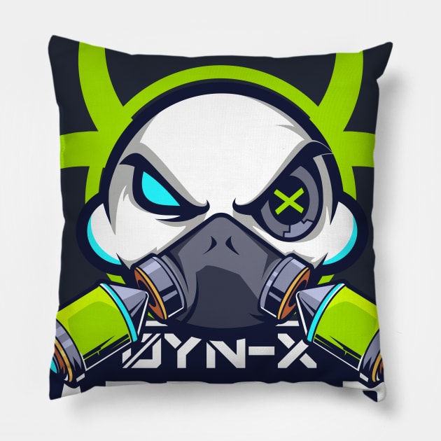 Cyborg Gas Mask Hardcore Pillow by almalikstoryteller