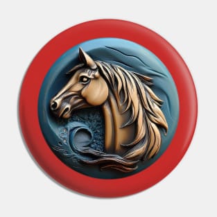 Horse clay logo red Pin