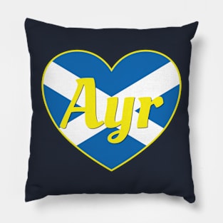 Ayr Scotland UK Scotland Flag Heart Pillow