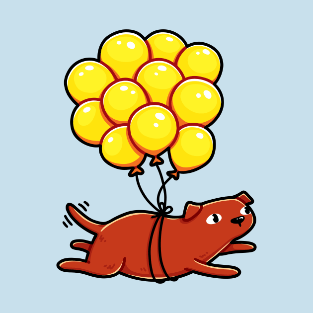 Chocolate Labrador Flying With Balloons by LydiaLyd