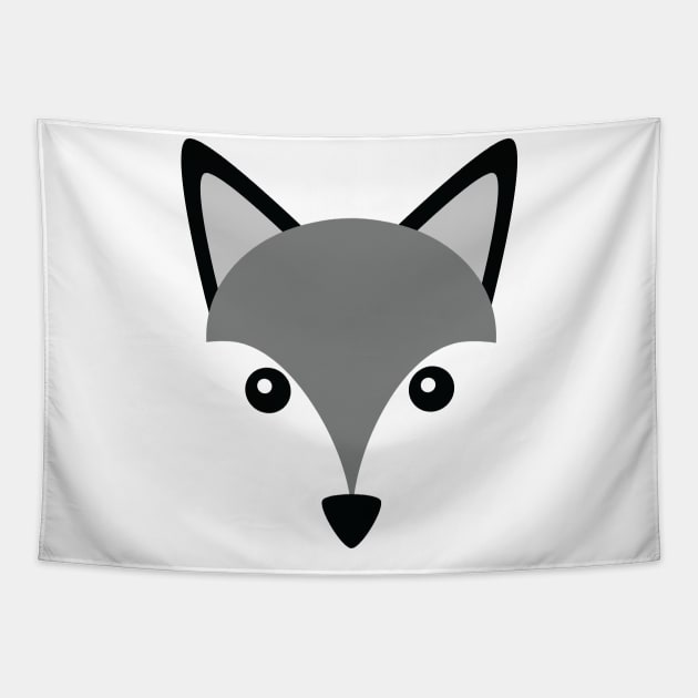 Cute Little Husky Dog Wolf Head Logo Illustration Tapestry by Squeeb Creative