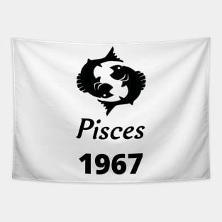 Black Zodiac Birthday Pisces 1967 Tapestry