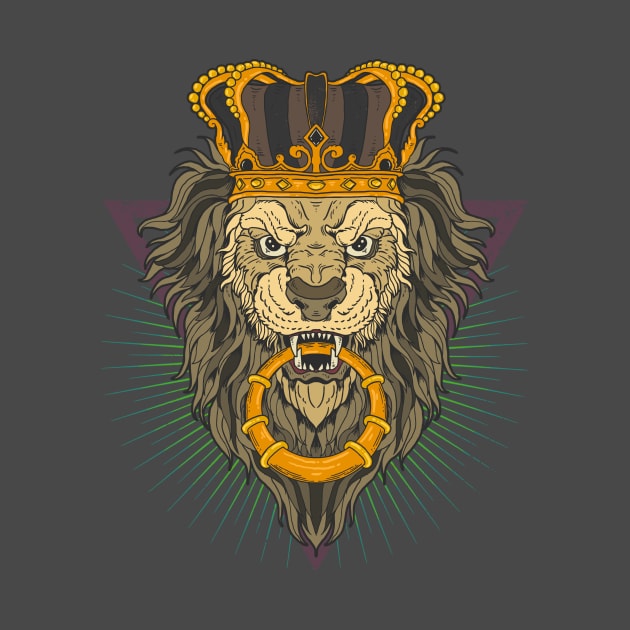 Lion head with crown illustration graphic by MacYounes