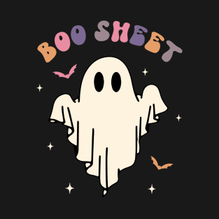 Cute Boo Sheet Retro Groovy Halloween Boo Ghost T-Shirt