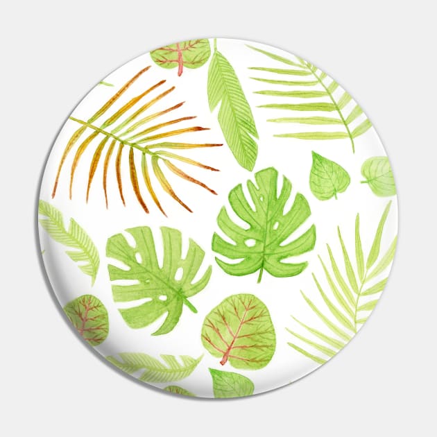 Watercolor Tropical Plants Pin by paintedpansy