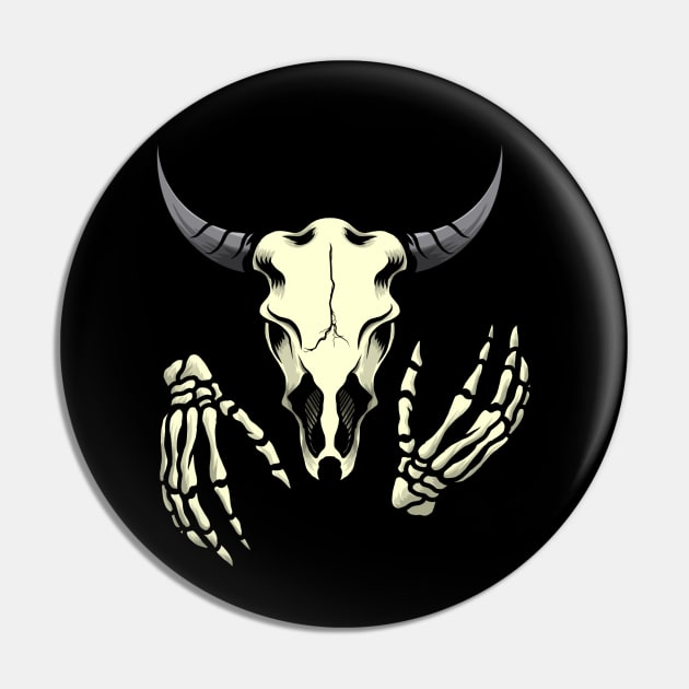 Bull Skull Design Pin by wap.prjct