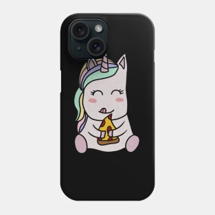 Cute Unicorn eating Pizza, Funny Pizza Lover Phone Case