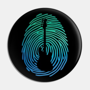 Fingerprint Bass Guitar Silhouette Gradient Design Pin