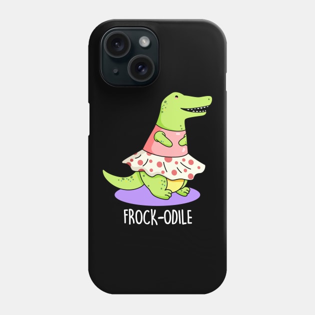 Frockodile Cute Girl Crocodile Pun Phone Case by punnybone