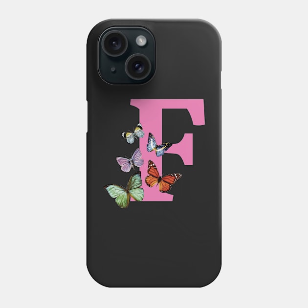 Copy of Letter pink F with colorful butterflies Phone Case by ColorsHappiness