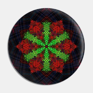 Weave Mandala Green Red and Blue Pin