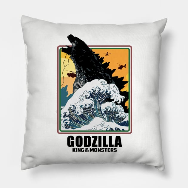 giant monsters big wave Pillow by RboRB