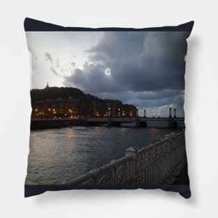 San Sebastian - Donestia - north Spain - the Basque country - Bay of Biscay- A walk by the bridge at sunset Pillow