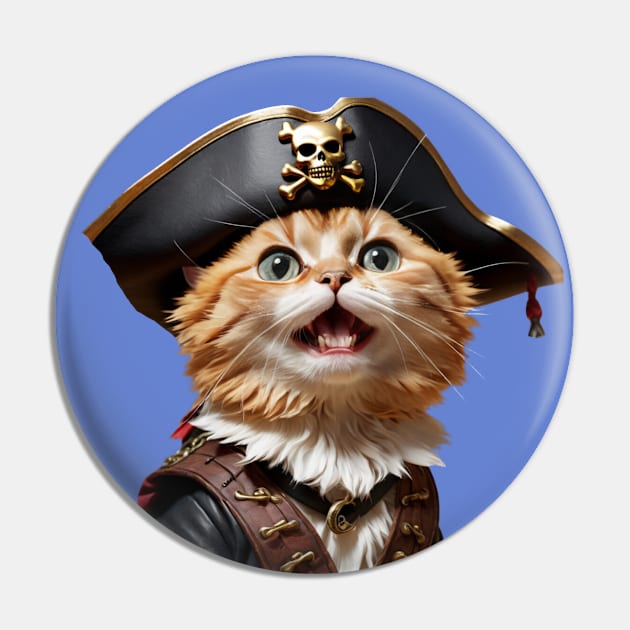 Funny cute vintage steampunk captain pirate cat Pin by Tina