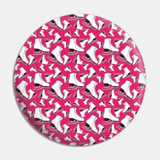 Figure Skates on Magenta Background Design Pin