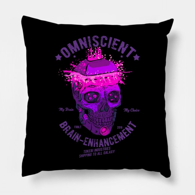 Omniscient Cyberpunk Skull Pillow by TOKEBI