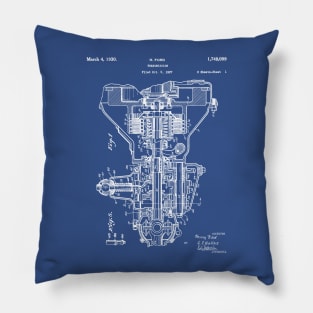 Ford Transmission Patent - Mechanic Auto Repair Garage Art - Blueprint Pillow