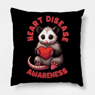 Heart Disease Awareness Cute Opossum Pillow