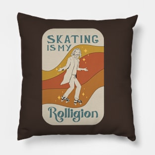 "Skating is my Rolligion" Jesus on Roller Skates Pillow