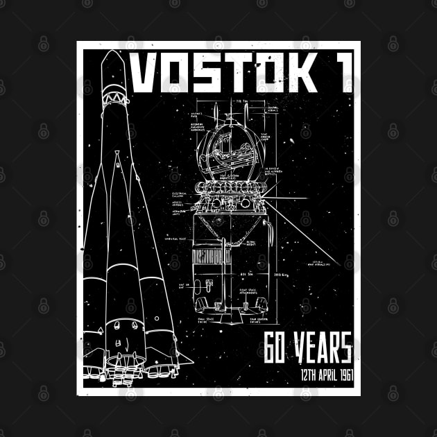 Vostok 1 Blueprint 60th Anniversary by ScienceNStuffStudio