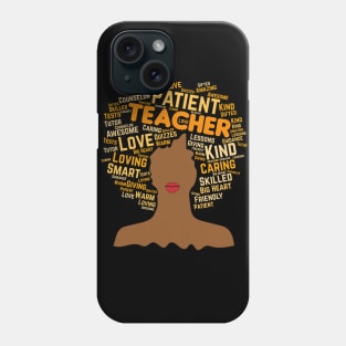 African American Teacher Words in Afro Phone Case