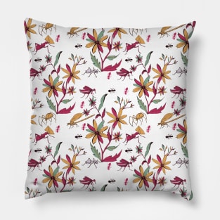 Bugs and Flowers Pattern Pillow