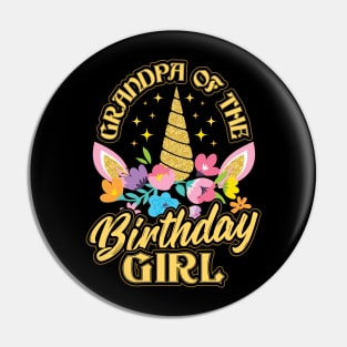 Grandpa of the Birthday Girl Unicorn Pin