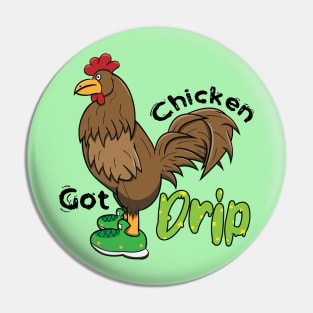 Chicken With Shoes Brown Green DRIP Pin