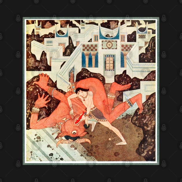 The Minotaur Defeated - Edmund Dulac, Tanglewood Tales by forgottenbeauty