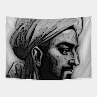 Ibn Khaldun Black And White Portrait | Ibn Khaldun Artwork 2 Tapestry