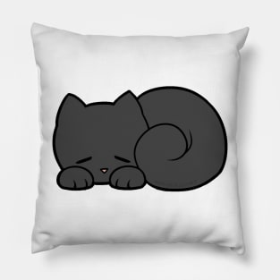 Sleepy Cat - Black Pillow