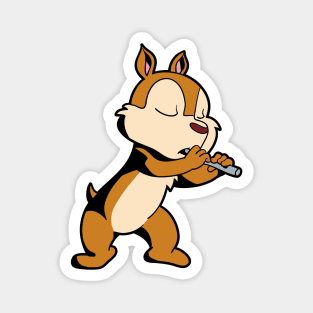 Cartoon chipmunk playing flute Magnet