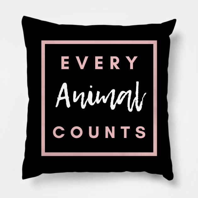 Vegan activist quote: Every Animal counts Pillow by Veganstitute 