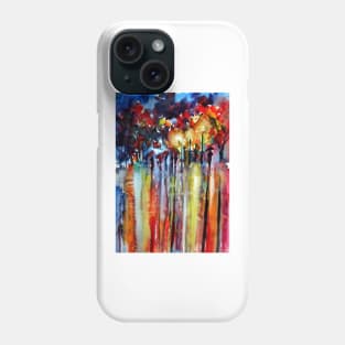 Red umbrellas at night Phone Case