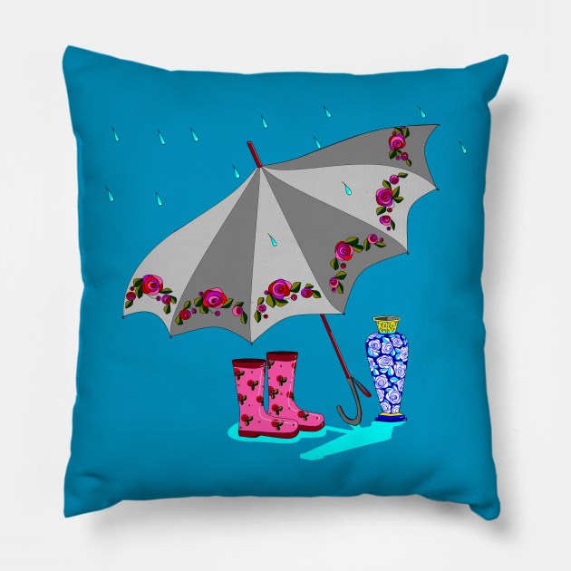 A Fancy and Vintage Umbrella Pillow by YudyisJudy