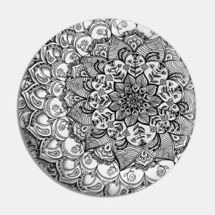 Shades of Grey - mono floral doodle Pin