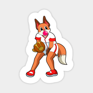 Fox at Baseball with Baseball glove Magnet