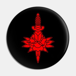 HomeSchoolTattoo Dagger and Rose (RED) Pin