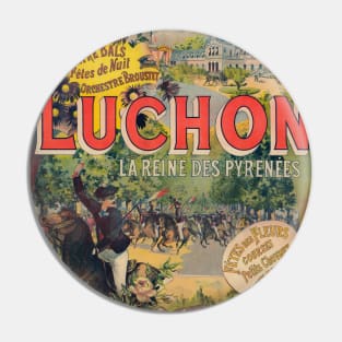 Luchon France Vintage Railroad Poster 1890 Pin