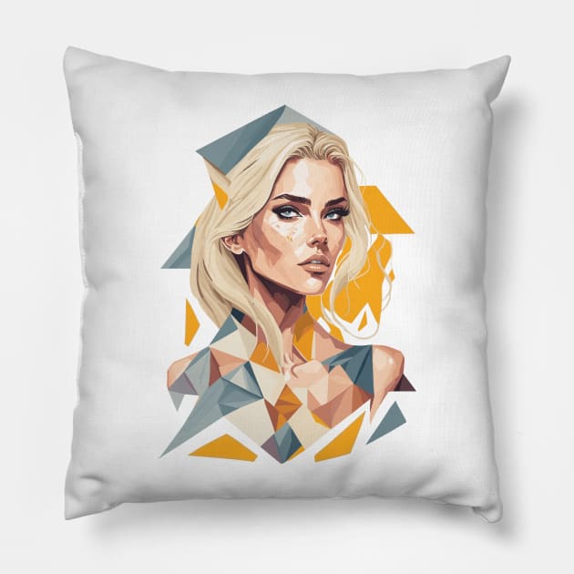 Geometric Blonde woman Pillow by Luvleigh