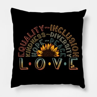 LOVE Equality Inclusion Kindness Diversity Hope Peace Pillow