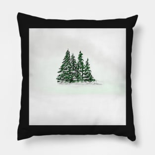 Winter landscape with pine trees and snow Pillow