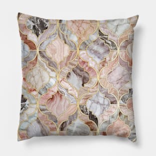 Rose Marble Moroccan Tile Pattern Pillow