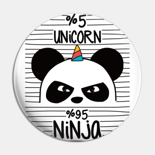 Ninja x Unicorn Cute Panda Funny Kids Girls Design Pin