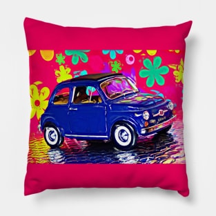 Surreal Fiat 500 blue Pillow